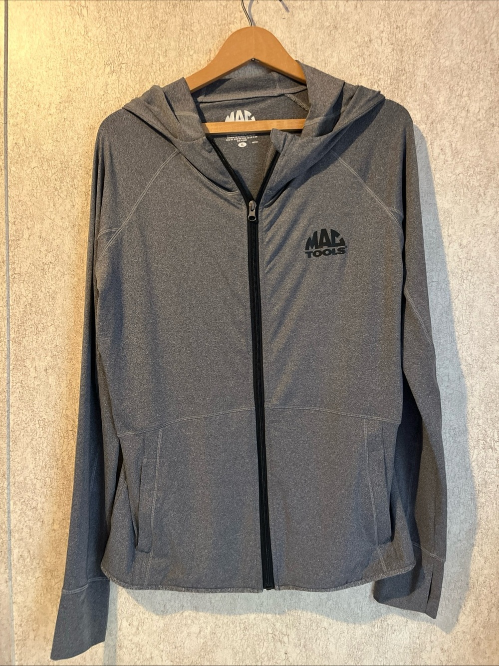 Mac Tools Zip Up Hoodie Heather Gray Lightweight Performance Logo Women’s XL EUC